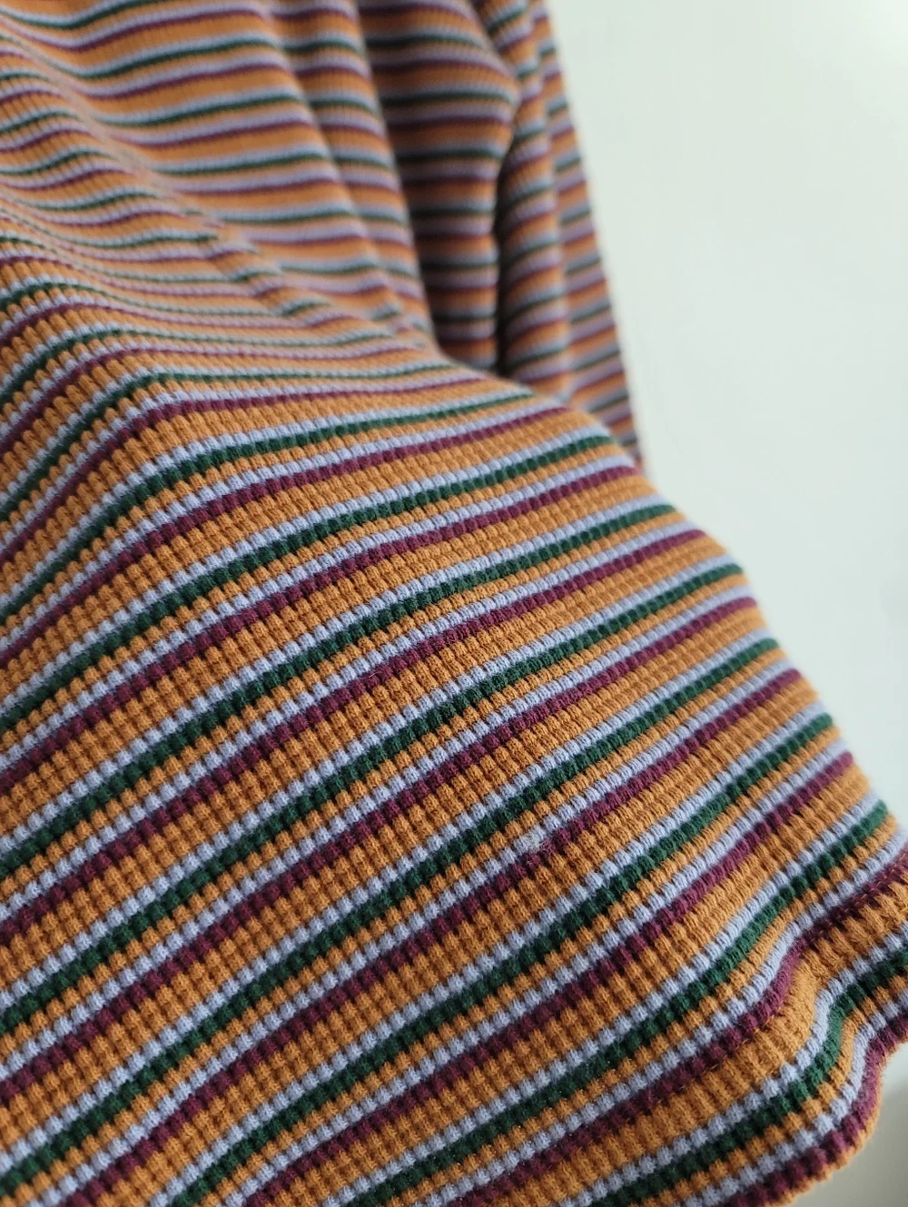Obey Les Stripe Thermal Shirt Brown Sugar Multi Stripe‎ Long Sleeve 100% Cotton